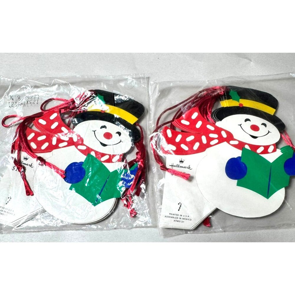 Hallmark Christmas Snowman Hanging Gift Tags Set Of 16 With Red Satin Strings